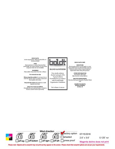 Boldt Sanitizer (Fda Label)